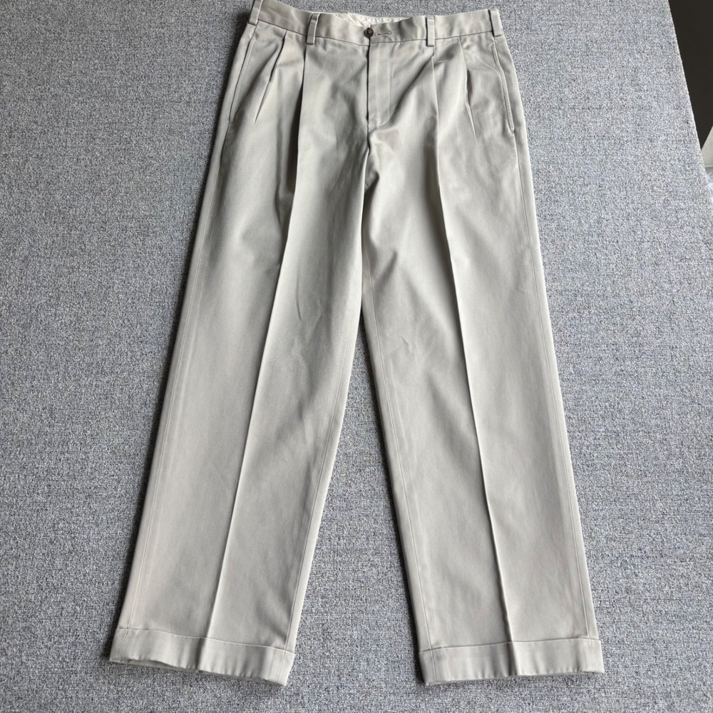 Brooks Brothers Chinos Mens 34x30 Elliot Khaki Pleated Cuffed 346 Advantage